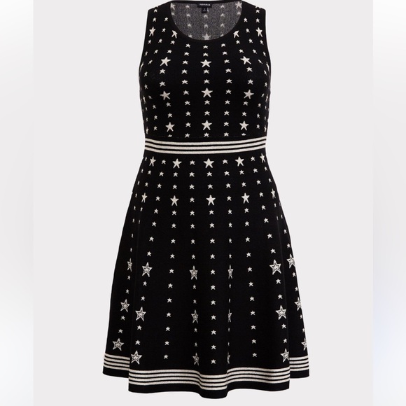 Torrid Black & White Star Sweater-Knit Skater Dress Size 2X - Picture 5 of 14